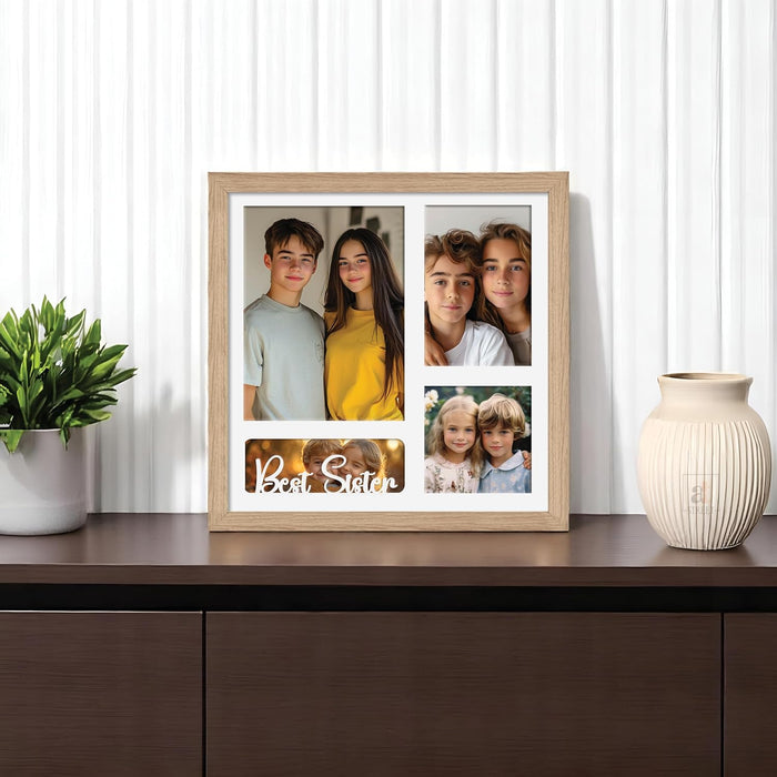 Photo Frame Collage 15x20, 10x15, 13x13 cm Photos Display 4 Oppenings Wall Mounting Home Décor Photo-Frame Suits (34x34 cm)