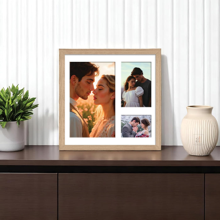 Photo Frame Collage 15x20, 10x15, 8x10 cm Photos Display 3 Oppenings Wall Mounting Home Décor Photo-Frame (34x34 cm)