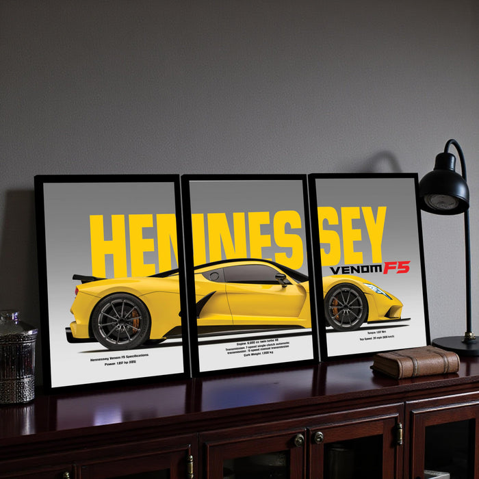 Framed Racing Car Wall Art for Men Room | Modern Race Car Wall Art Painting for Bedroom, Living Room, Office and Home Wall Decoration (Set of 3, 33x45 cm)