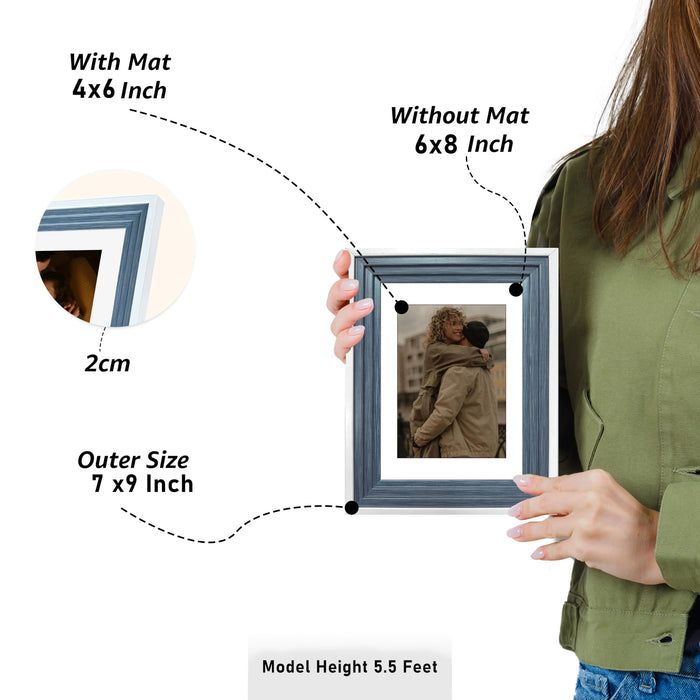 Art Street Luxury Photo Frame for living room, Modern Step Design Photo Frames for Photograph, Art Work, Kids Room Set of 9 (6x8 Inch, Blue)