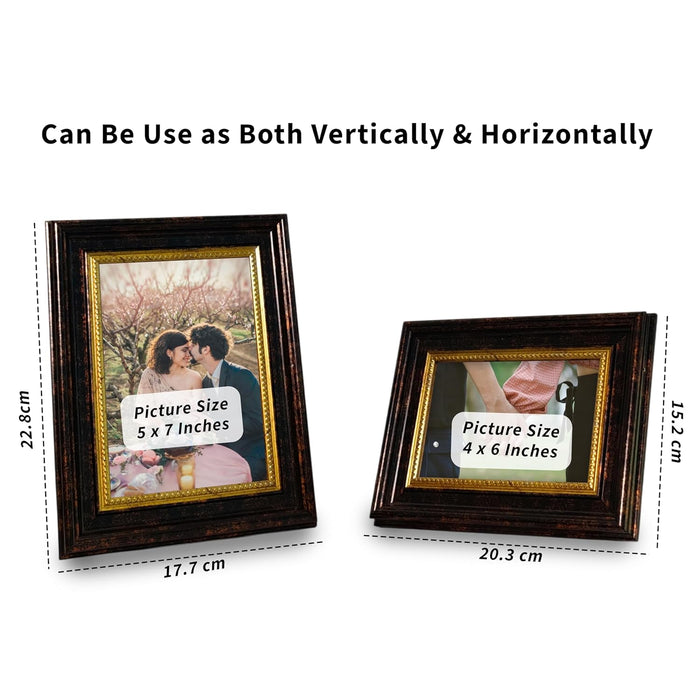 Photo Frame for Table, Plexi Glass, Engineered Wood Photo Frame (Gold)