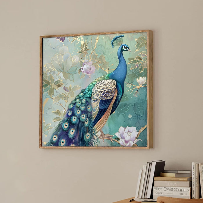 Large Peacock Framed Canvas Painting Wall Painting, Decorative Modern Paintings