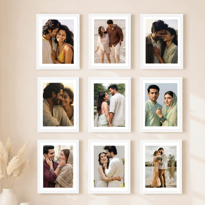 Art Street Premium Photo Frame for living room, Classic Aesthetic Design Photo Frames for Photograph, Art Work, Kids Room Set of 9 (6x8 Inch, White)