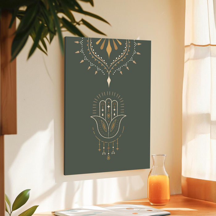 Abstract grey floral Pattern Stretched Canvas Wall Art Modern Boho Illustration Painting for Home & Office Wall Decor, (16x22 Inch)
