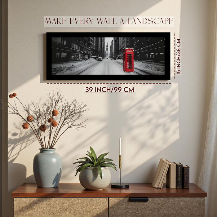 New York City Street Winter Season Black and Wall Art Framed Luxury Paintings for Home Decoration, Living room, Bedroom and Office Decoration (99x38 CM)