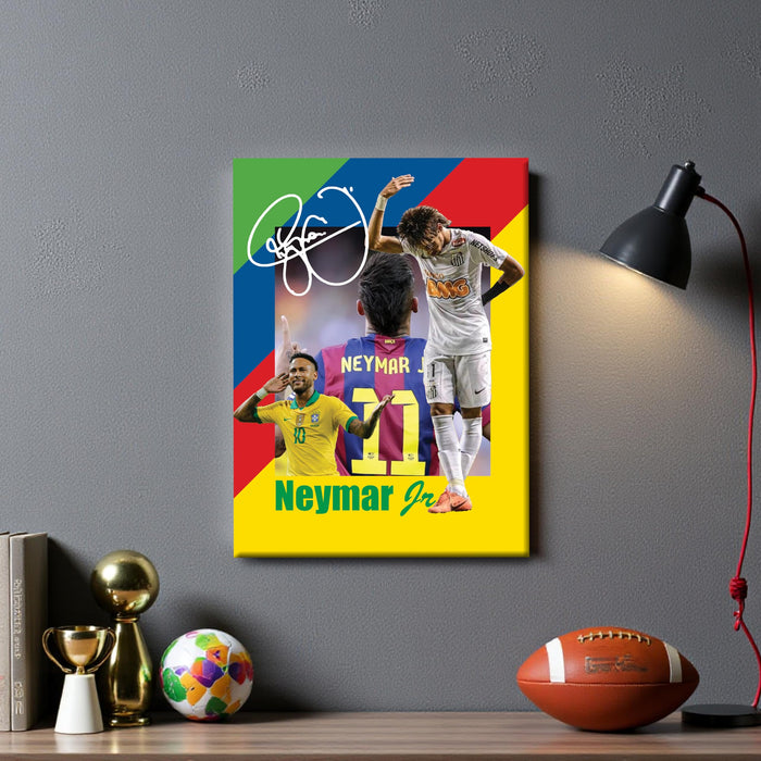 Neymar Jr Wall Art Canvas Painting Poster, Brazilian Football Star Sports Wall Decor for Living Room, Bedroom, Office & Football Lovers, and Home & Office Decor, 16 x 22 Inch