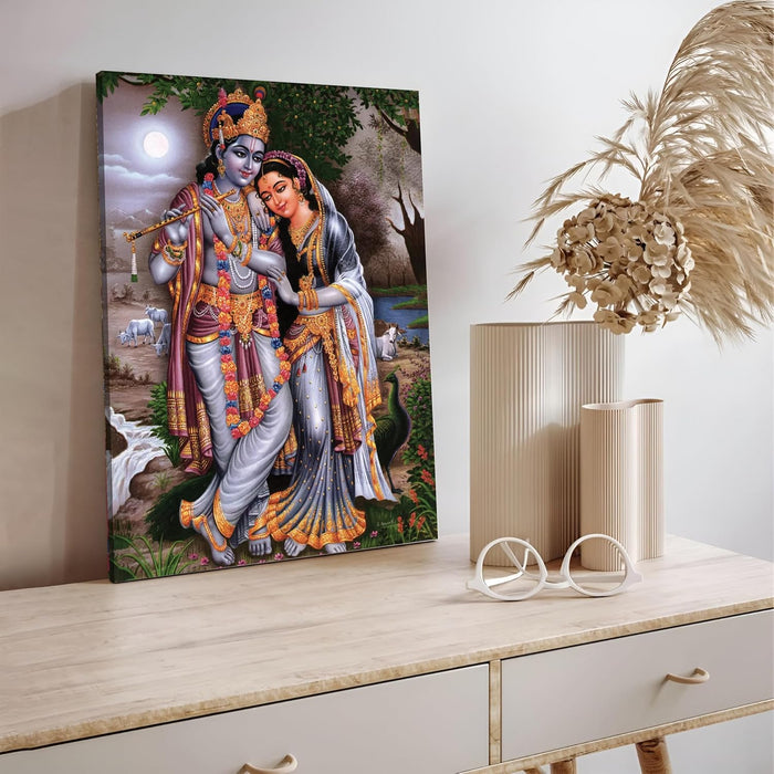 Spiritual Stretched Canvas Pooja room Temple Wall Art Print Painting on Stretched-Canvas (30x41 CM)