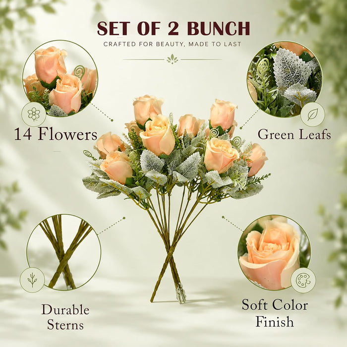 Art Street Artificial Peach Rose Flowers Bouquet