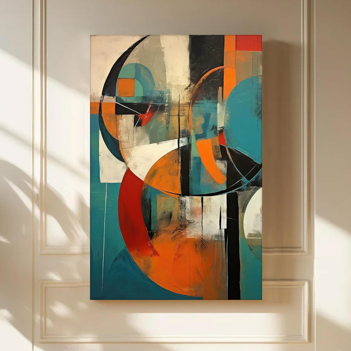 Abstract Stretched Canvas Multicolor Wall Art Painting Geometric Digital Painting ‰ÛÒ 22x34 Inch