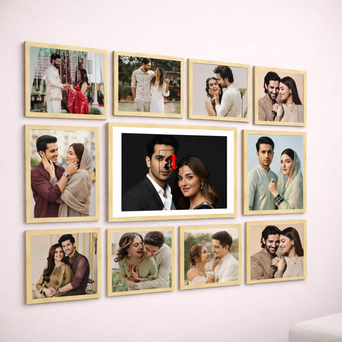 Art Street Photo Frame Set of 10 Beige Wall Decor Collage Display Hanging Family Picture Frames Gallery Collection Decor Items Wall Mount Frames Birthday Anniversary Gift, 8x8, 8x12 and 12x16 In