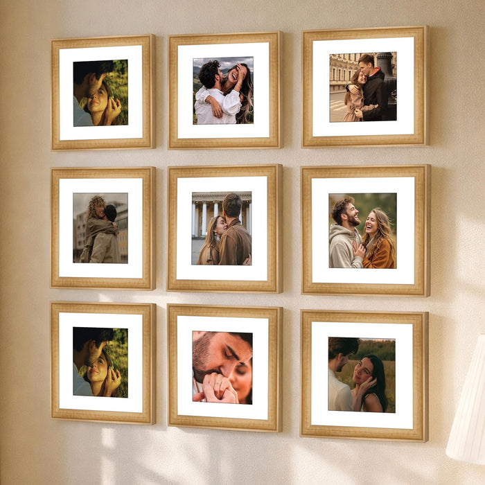 Wooden Cave Design Photo Frame Set of 9 | Black Picture Frames for Photos, Artwork & Certificates | Wall Décor for Living Room & Home (11x14 Inch)