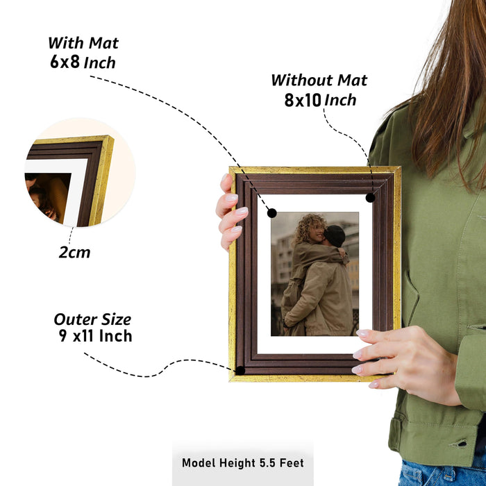 Art Street Luxury Photo Frame for living room, Modern Step Design Photo Frames for Photograph, Art Work, Kids Room Set of 9 (8x10 Inch, Gold)