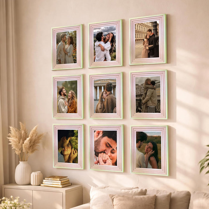 Wooden Cave Design Photo Frame Set of 9 | Black Picture Frames for Photos, Artwork & Certificates | Wall Décor for Living Room & Home (11x14 Inch)