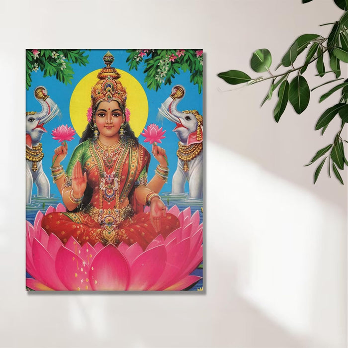 Spiritual Stretched Canvas Pooja room Temple Wall Art Print Painting on Stretchd-Canvas Suits for Pooja-room, Mandir, Hallways, Living Room, Office (30x41 CM)