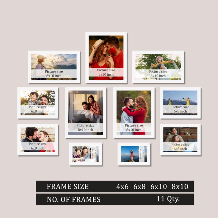 Art Street Family Photo Frame Set of 11 for Wall Decor, Wooden Finish Collage Picture Frames for Living Room, Bedroom, Multi-Size Wall Hanging (2 Sets 4x6, 4 Set 6x8, 3 Set 8x10, 2 Set 6x10 Inch)