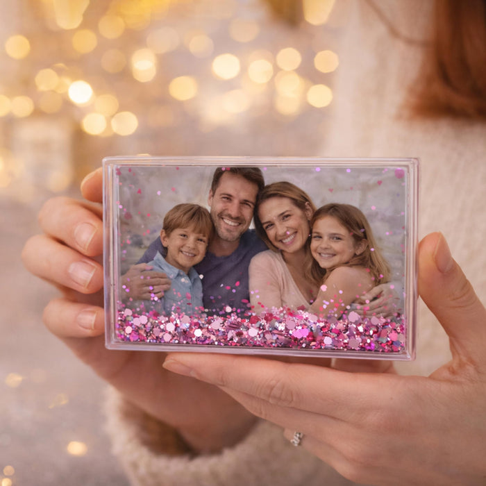 Art Street Customized Pink Glitter Magnetic Photo Frame, Liquid Filled Photo Holder, Dynamic Shaking Glitter Photos Magnet, Unique Valentine’s Day Gift, Acrylic Fridge Magnet Frame, 2.3x3.7 Inch