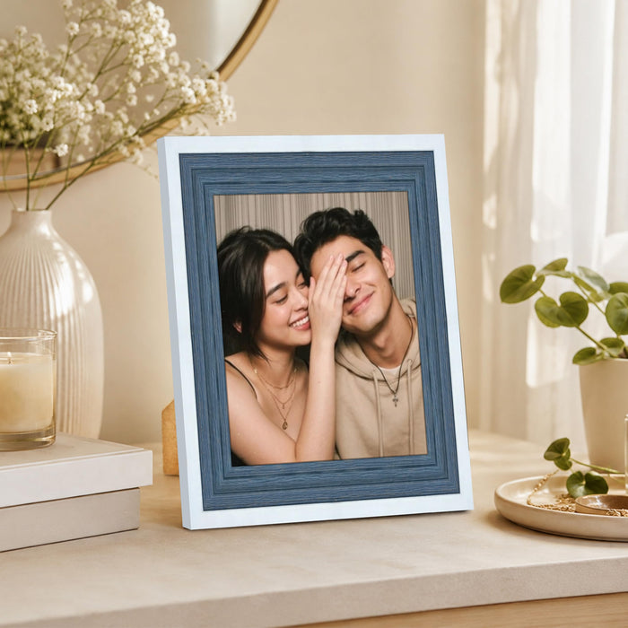 Luxury Photo Frame for living room, Modern Step Design Photo Frames for Photograph, Art Work, Kids Room (4x6 Inch, Blue)