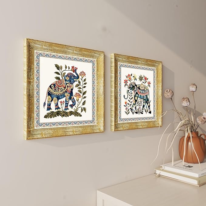 Lotus Floral Pattern Wall Art Prints, Elegant Lotus Designs (15x15 Inch)