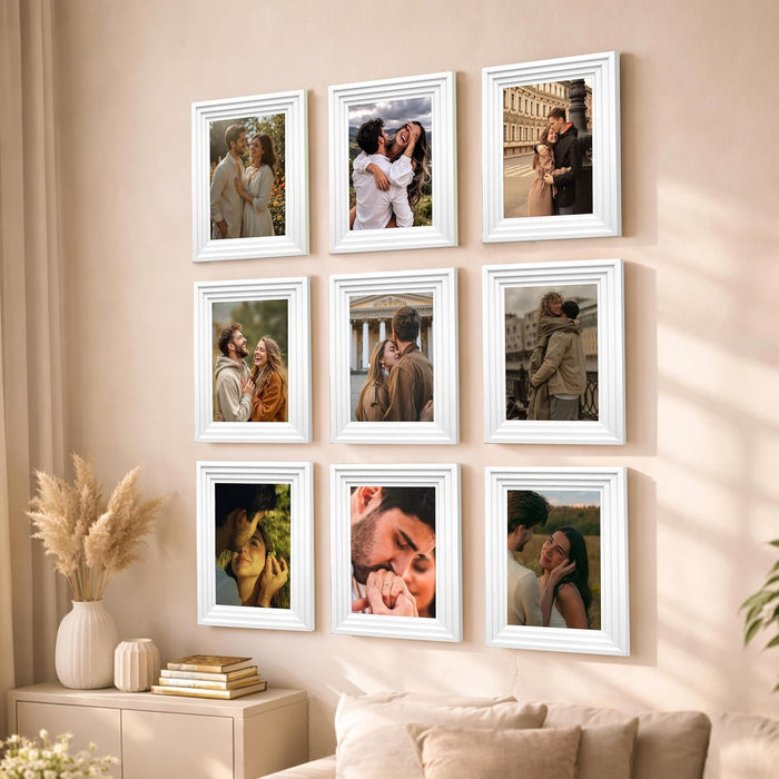 Wooden Cave Design Photo Frame Set of 9 | Black Picture Frames for Photos, Artwork & Certificates | Wall Décor for Living Room & Home (11x14 Inch)