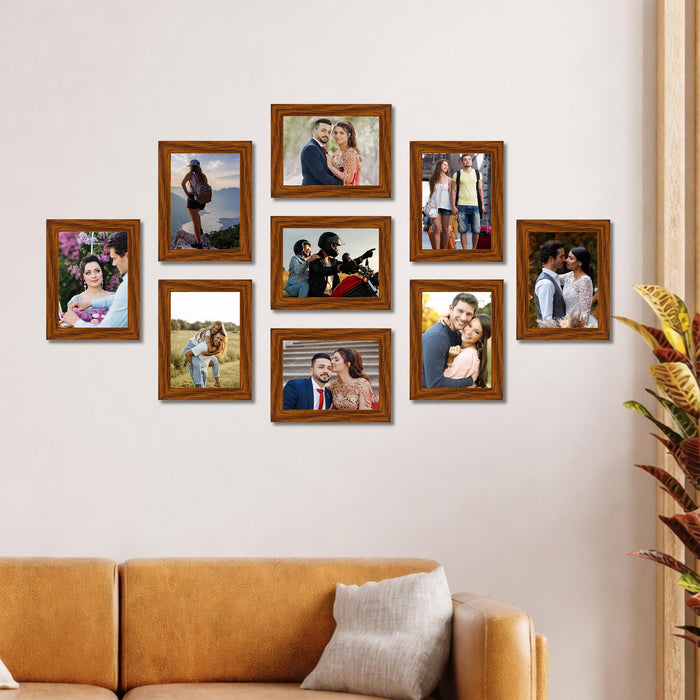 Art Street Family Photo Frame Set of 9 for Wall Decor, Wooden Finish Collage Picture Frames for Living Room, Bedroom & Home Decoration, Multi-Size Wall Hanging Gallery Frame Set, (Size, 6x8 Inch)