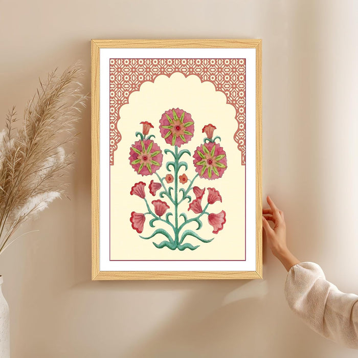 Mughal Floral Art Print, Classic Design to Elevate, Wall Decorative Art Prints (17x23 Inch)