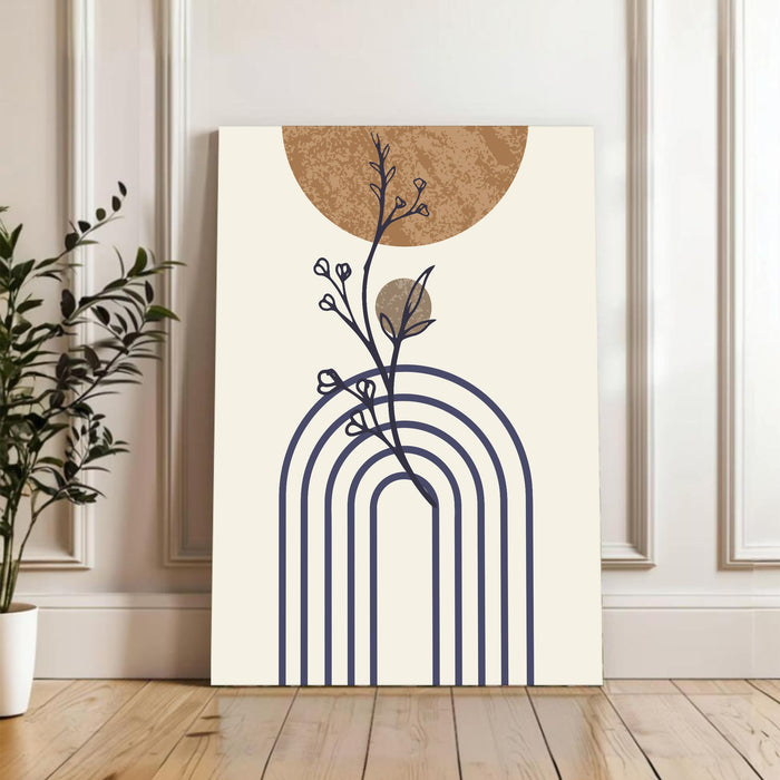 Abstract Rainbow Botanical Stretched Canvas Wall Art Modern Boho Illustration Painting for Home & Office Wall Decor, (16x22 Inch)