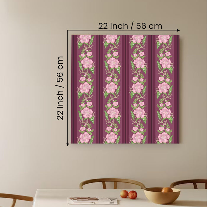 Mughal Miniature Floral Painting for Wall Decoration | Flower Canvas Wall Painting for Bedroom, Living Room, Home and Office Wall Decor (56x56 Cm)