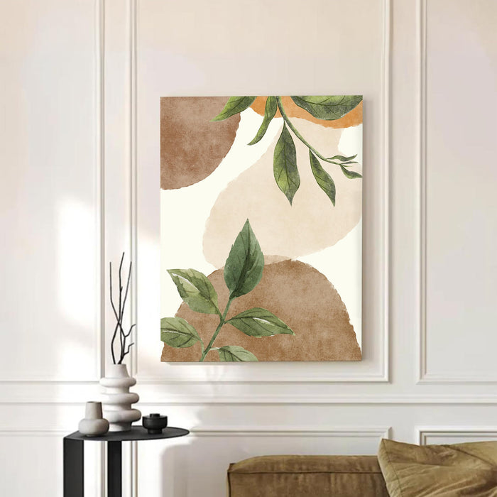 Abstract Botanical Green leaves Stretched Canvas Wall Art Modern Boho Illustration Painting for Home & Office Wall Decor, (16x22 Inch)