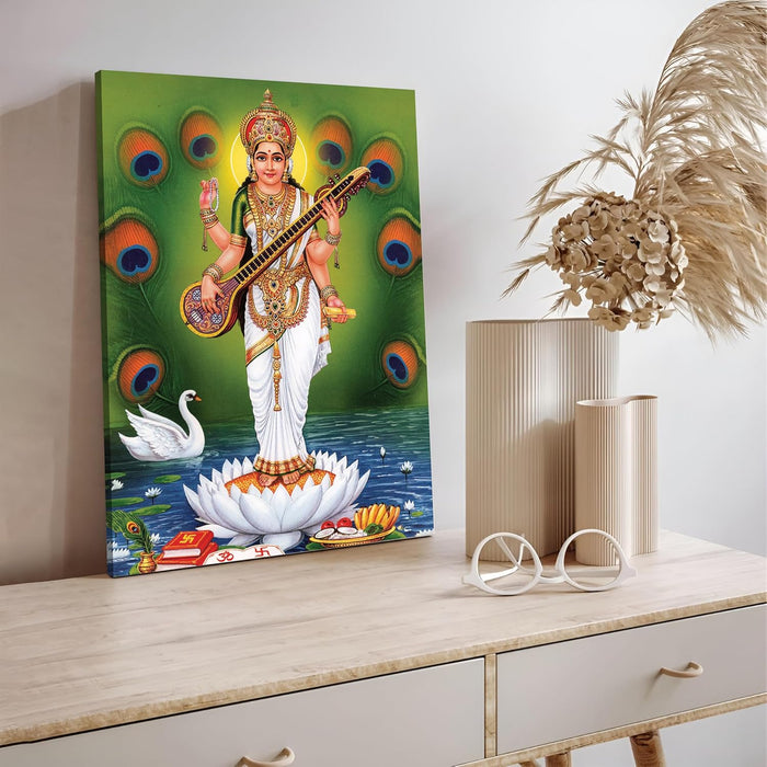 Spiritual Stretched Canvas Pooja room Temple Wall Art Print Painting on Stretched-Canvas (30x41 CM)