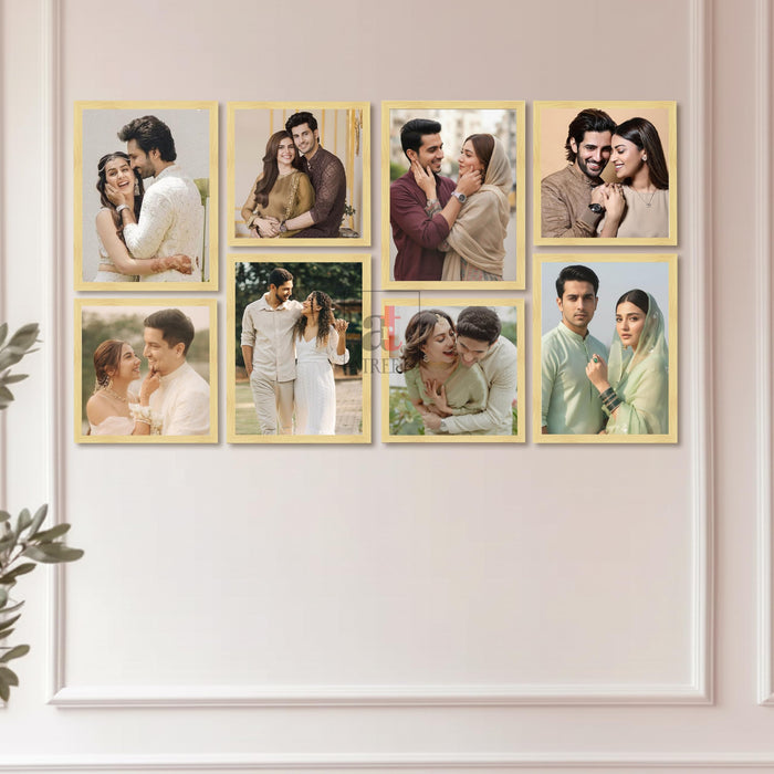 Art Street Photo Frame Set of 8 Beige Wall Decor Collage Display Hanging Family Picture Frames Gallery Collection Decor Items Wall Mount Frames Birthday Anniversary Gift, 8x8 and 8x12 In