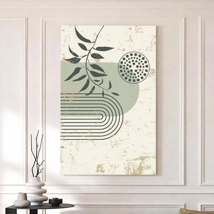 Boho Botanical Branch Stretched Canvas Painting For Living Room | Abstract Leaf Stretched Canvas Wall Art For Livingroom Home Decor, Bedroom, Hallway's, Office, Hotel - 56x86 cm