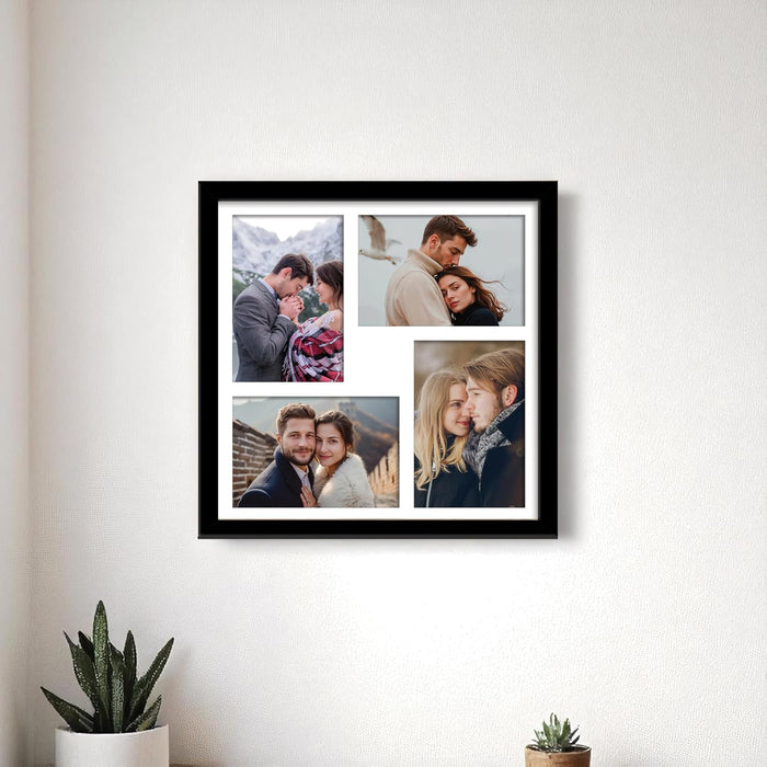 Photo Frame Collage 10x15 cm Photos Display 4 Oppenings Wall Mounting Home Décor Photo-Frame (34x34 cm)