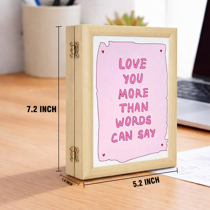 Greeting Card Photo Frame for Couples, Wooden Double Folding Love Photo Frame with Clip, Valentine’s Day Romantic Gift for Boyfriend, Girlfriend, Anniversary Wedding (5.2 x 7.2 Inch, Beige)
