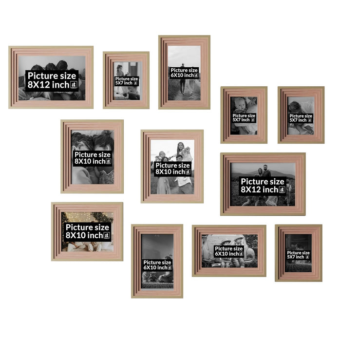 Collage Photo Frame Set of 13 | Multi-Size Gallery Wall Picture Frames for Family Photos | Modern Wall Décor for Living Room, Bedroom & Home Decoration