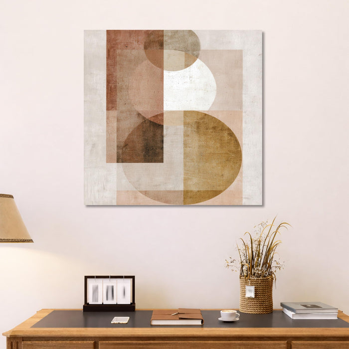 Modern Boho Circles Stretched Canvas Wall Art Painting For Living Room, Modern Minimalist Painting, Abstract Decor for Living Room, Office & Studio (56xx56 cm)