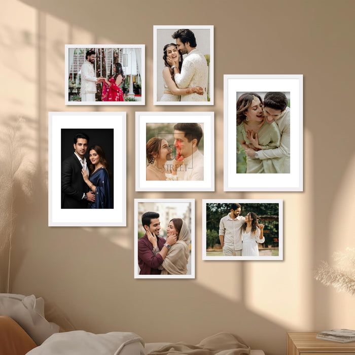Art Street Photo Frame Set of 7 White Wall Decor Collage Display Hanging Family Picture Frames Gallery Collection Decor Items Wall Mount Frames Birthday Anniversary Gift, 8x12, 12x12 and 12x16 In