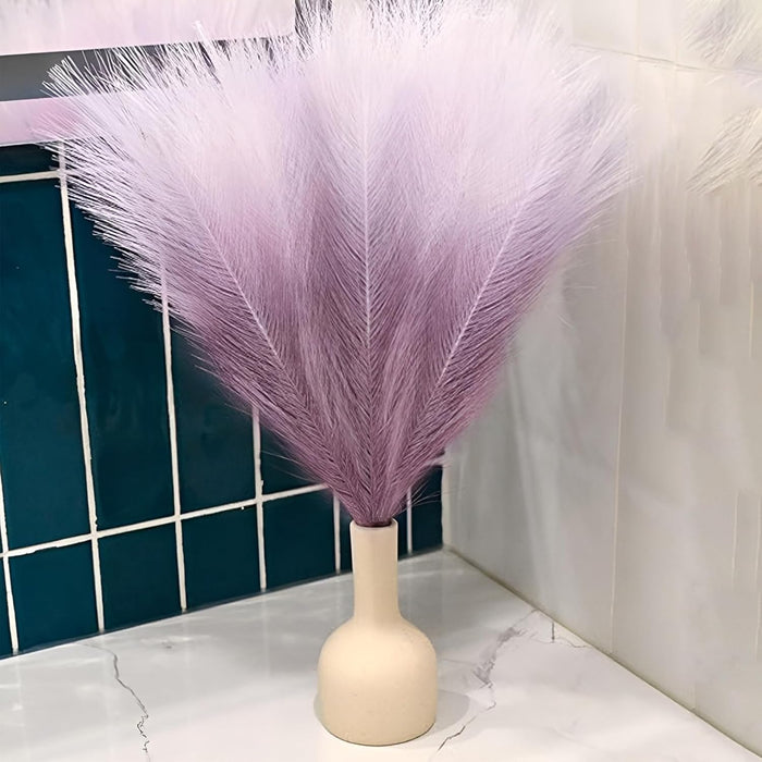Artificial Pampas Grass for Decoration, Pink Blush Faux, Non-Shedding Feather Grass Pack of 4 | Gradient Pampas Grass | (18 Inch)