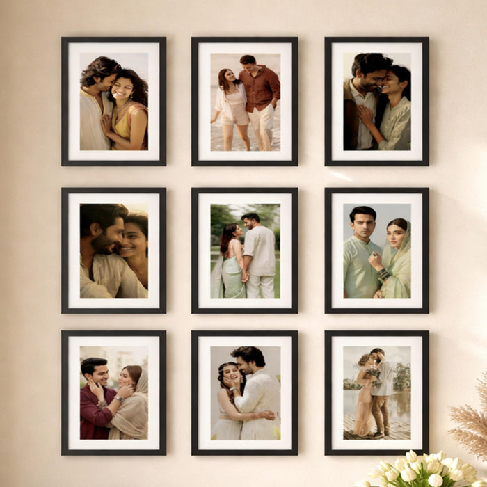 Art Street Premium Photo Frame for living room, Classic Aesthetic Design Photo Frames for Photograph, Art Work, Kids Room Set of 9 (11x14 Inch, Black)