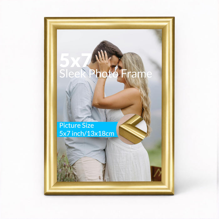 Art Street Picture Table Photo Frame Set of 2 for Bedroom, Tabletop Frames with Stand, Modern Farmhouse Photo Frames for Couples, Weddings, Home Decor, Portrait or Landscape Display (Golden,5x7 Inch)
