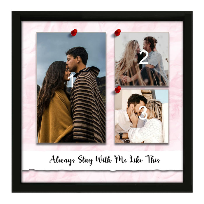 SNAP ART Personalized Gift Collage Photo With Customizable Text Gift for Couples Table Photo Frame With Photo Upload (8x8 Inch, Black)