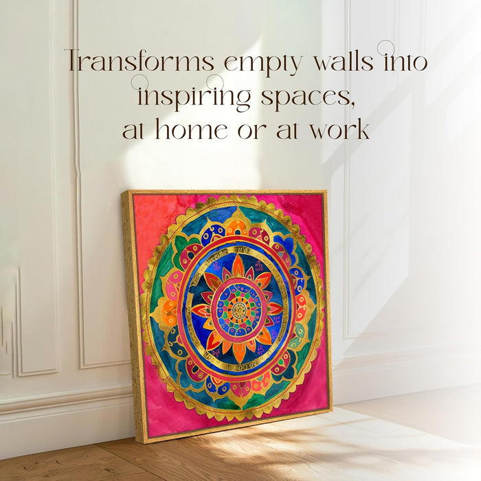 Abstract Canvas Mandala Design Multicolor Wall Art Painting – Gallery Wrap Canvas Wall Décor (56x56 cm)