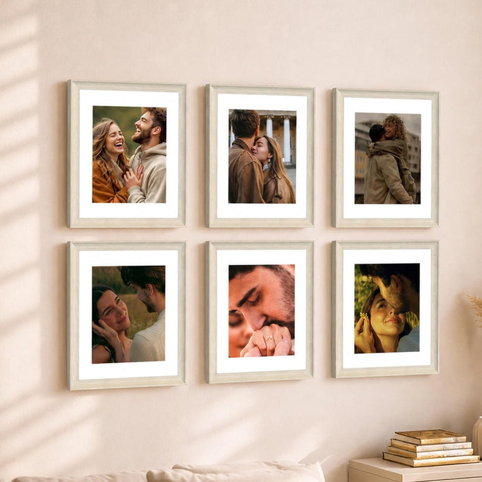 Premium White Photo Frame Set of 6 for Living Room | Classic Wooden Picture Frames for Photos, Artwork & Kids Room | Wall Décor (8x10 Inch)