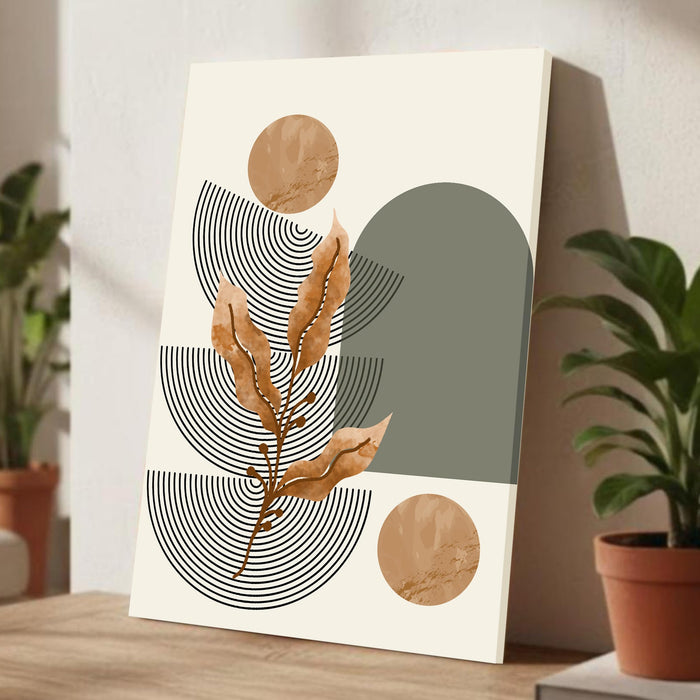 Abstract Leaf Face Stretched Canvas Wall Art Modern Boho Illustration Painting for Home & Office Wall Decor, (16x22 Inch)