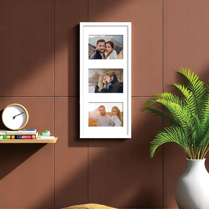 Photo Frame Collage 10x15 cm Photos Display 3 Oppenings Wall Mounting Home Décor Photo-Frame (23x49 cm)