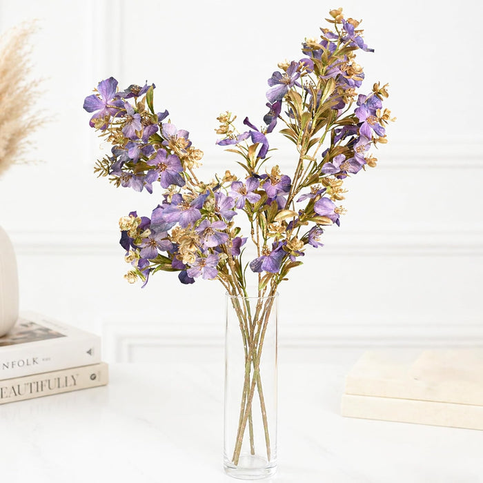 Art Street Artificial Purple & Gold Flower Stems for Home Décor – Realistic Faux Floral Branches for Vase,