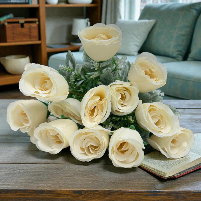 Art Street Artificial White Rose Flowers Bouquet for ' S Day, Rose Flowers Bunch