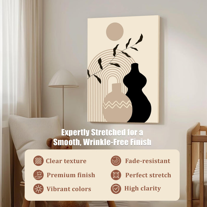 Abstract Vases Stretched Canvas Wall Art Modern Boho Illustration Painting for Home & Office Wall Decor, (16x22 Inch)