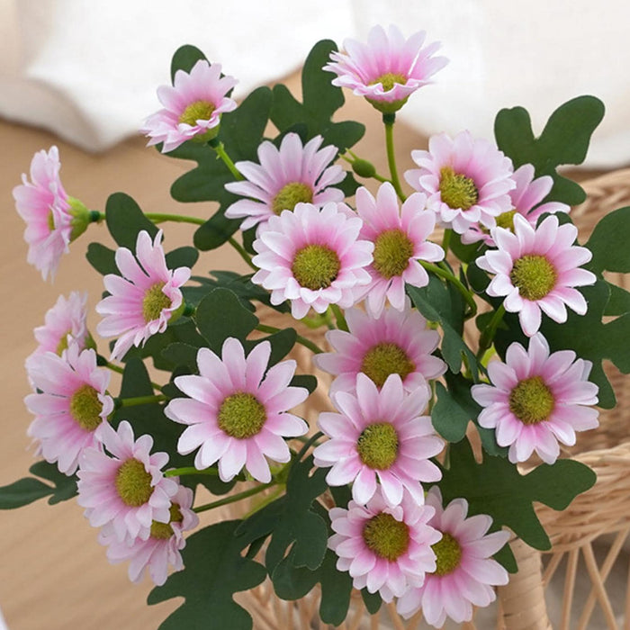 Art Street Artificial Pink Flowers Bunch |Daisy Flowers for Home | Living Room, Valentine Day Décor |Christmas Day, New Year Gift, 7 Head 21 Flowers| Pack of 2|Size 13 INCH, (Without Vase)