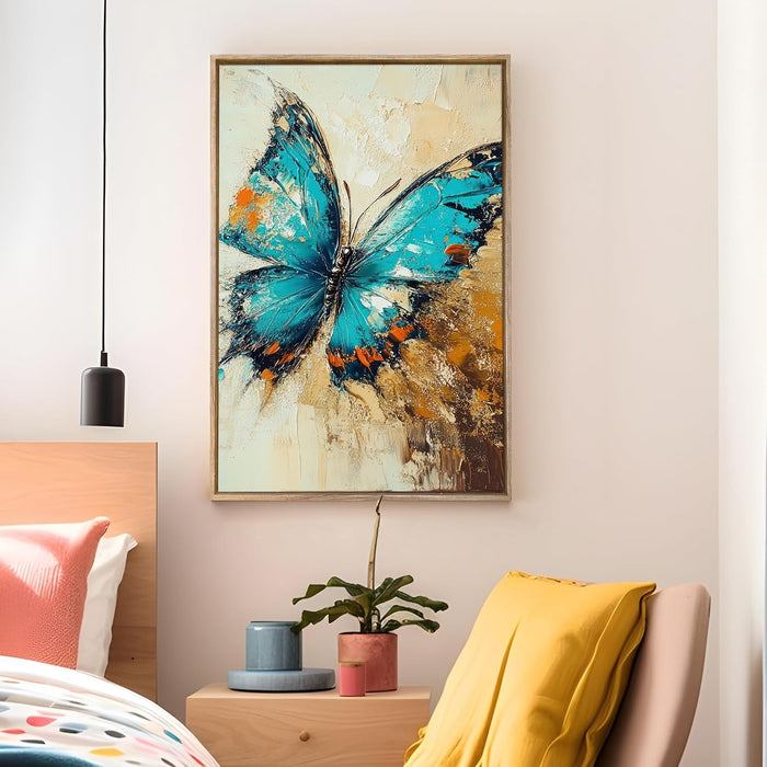 Large Canvas Painting Panel Framed Wall Art Print Butterfly Framed Luxury Paintings for Home Décor (Lavender, 23x35 Inch)