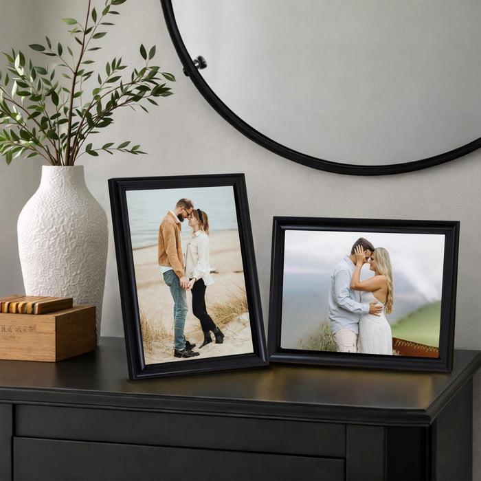 Art Street Picture Table Photo Frame Set of 2 for Bedroom, Tabletop Frames with Stand, Modern Farmhouse Photo Frames for Couples, Weddings, Home Decor, Portrait or Landscape Display (Black,5x7 Inch)